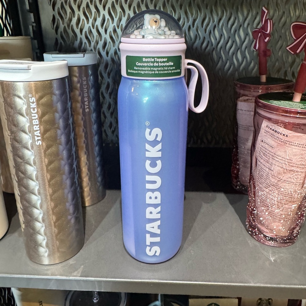 Starbucks Lavender Water Bottle with Bear Topper